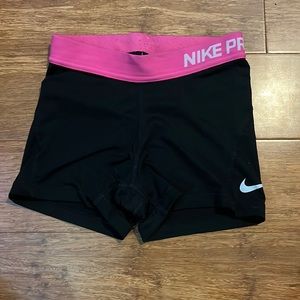 Black with Pink waistband Nike Pro’s